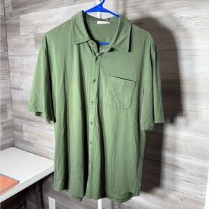 Olive Green Men's Casual Button-Down Shirt 768